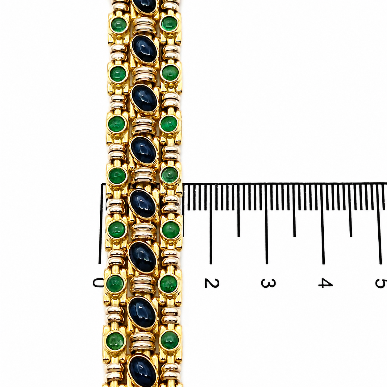 Bracciale - 18 carati Oro giallo, Oro bianco-Zaffiro - Smeraldo - Handmade - Made in Italy