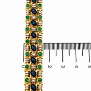 Bracciale - 18 carati Oro giallo, Oro bianco-Zaffiro - Smeraldo - Handmade - Made in Italy