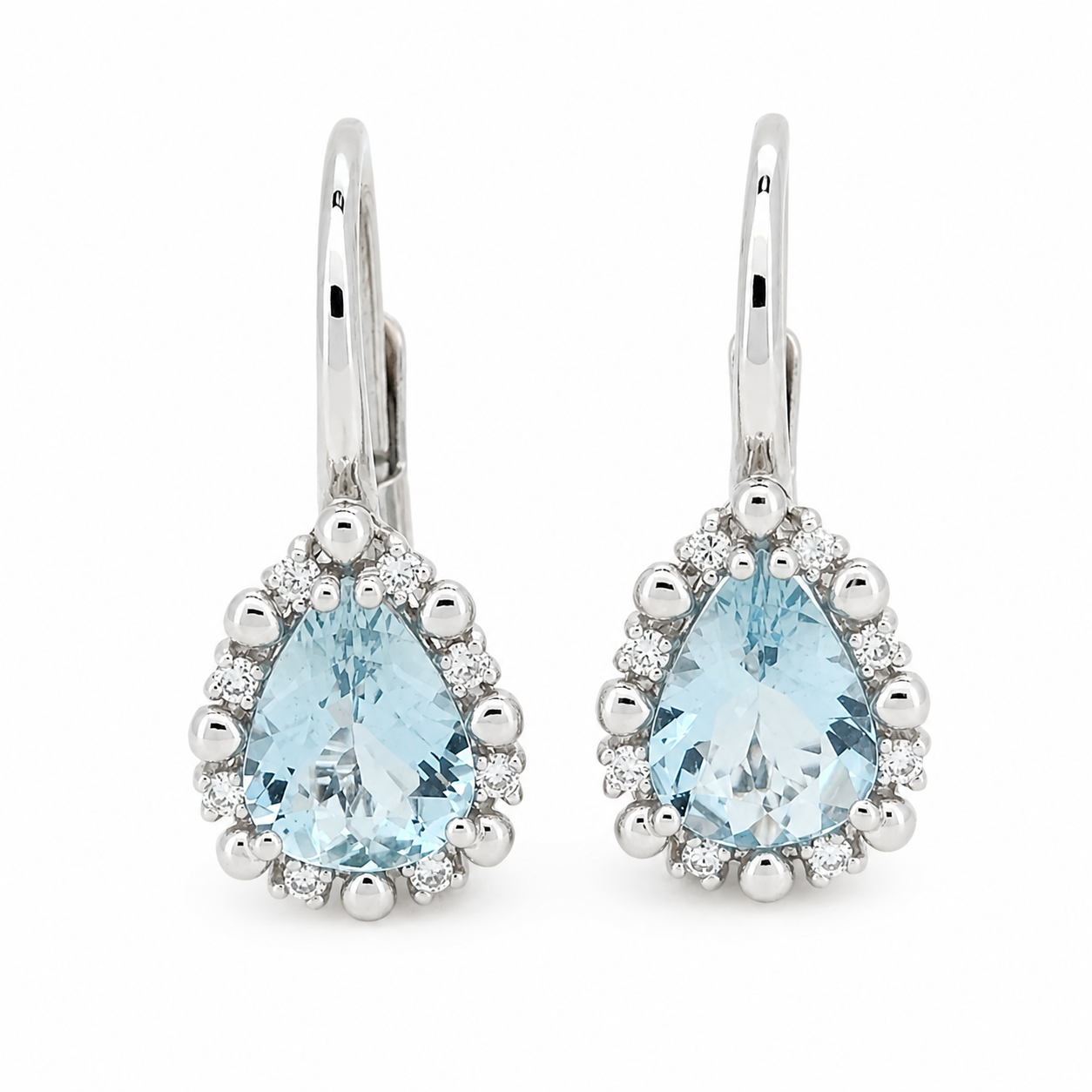 Orecchini - 18 carati Oro bianco - 1.64ct. tw. Acquamarina - Diamante - Made in Italy . Handmade