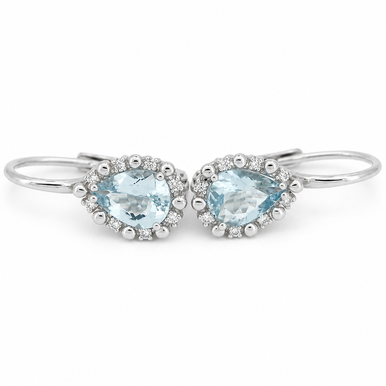 Orecchini - 18 carati Oro bianco - 1.64ct. tw. Acquamarina - Diamante - Made in Italy . Handmade