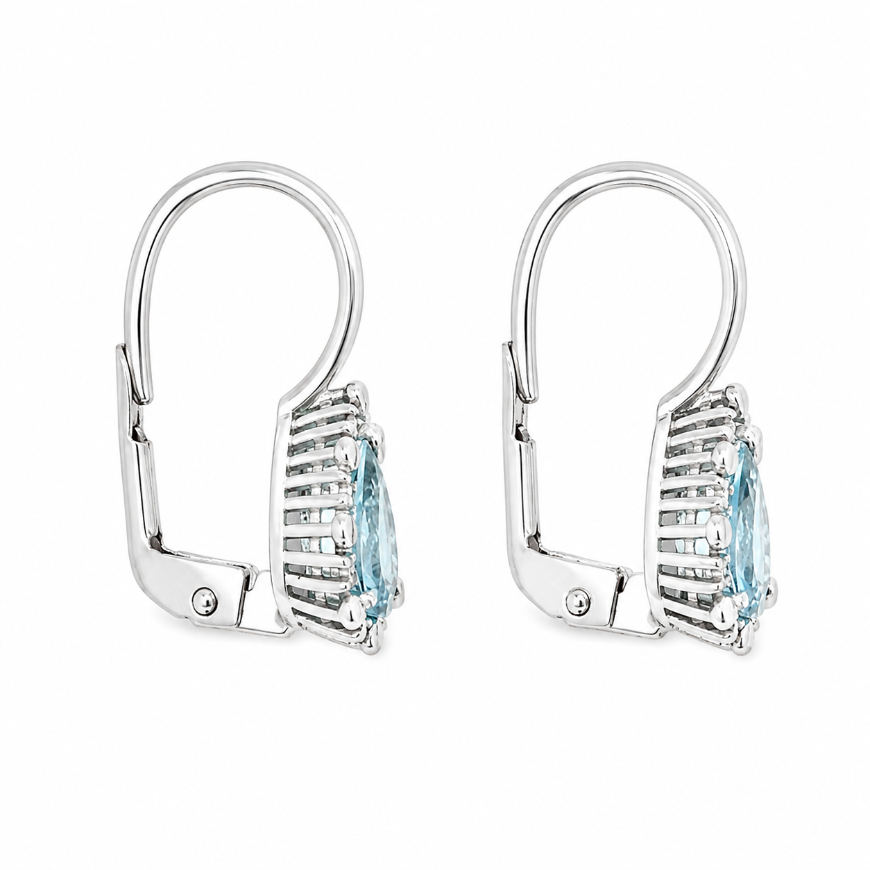 Orecchini - 18 carati Oro bianco - 1.66ct. tw. Acquamarina - Diamante