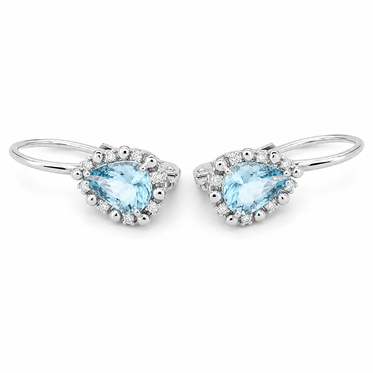 Orecchini - 18 carati Oro bianco - 1.66ct. tw. Acquamarina - Diamante