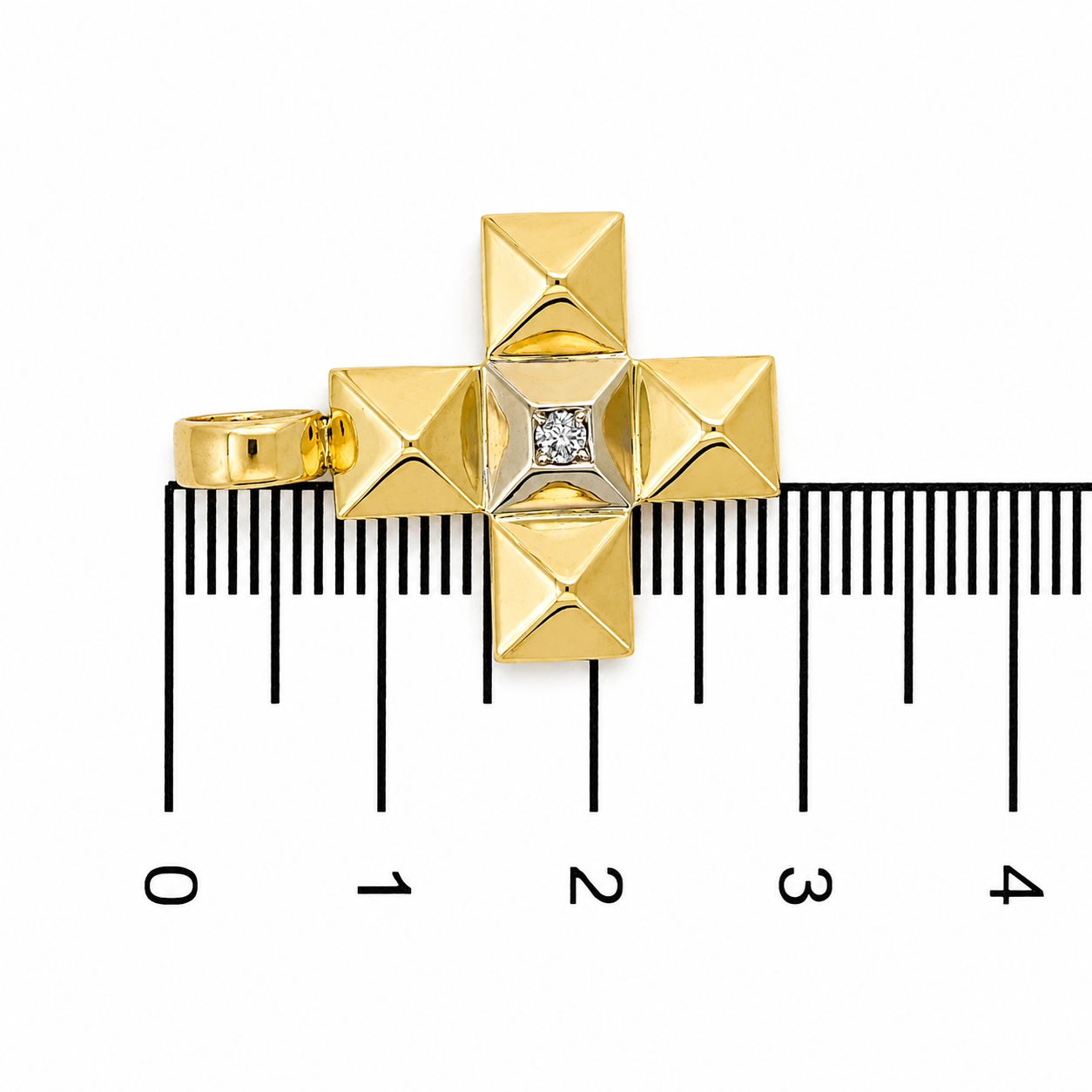 Ciondolo - 18 carati Oro giallo, Oro bianco - 0.024ct. tw. Diamante (Naturale)