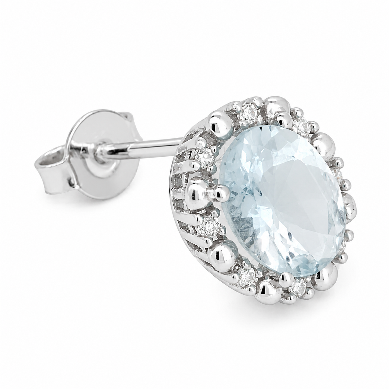 Orecchini - 18 carati Oro bianco - 2.24ct. tw. Acquamarina - Diamante