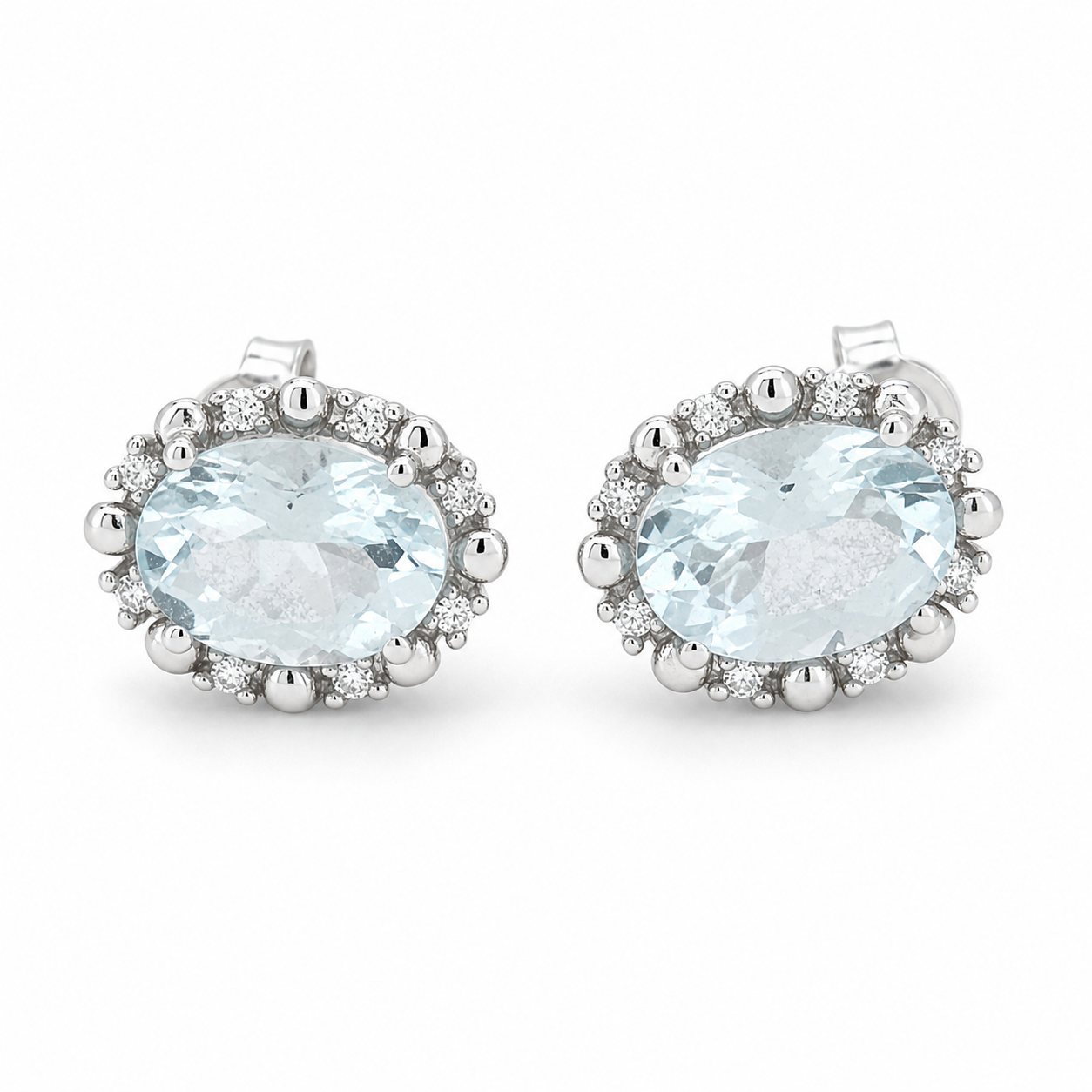Orecchini - 18 carati Oro bianco - 2.24ct. tw. Acquamarina - Diamante