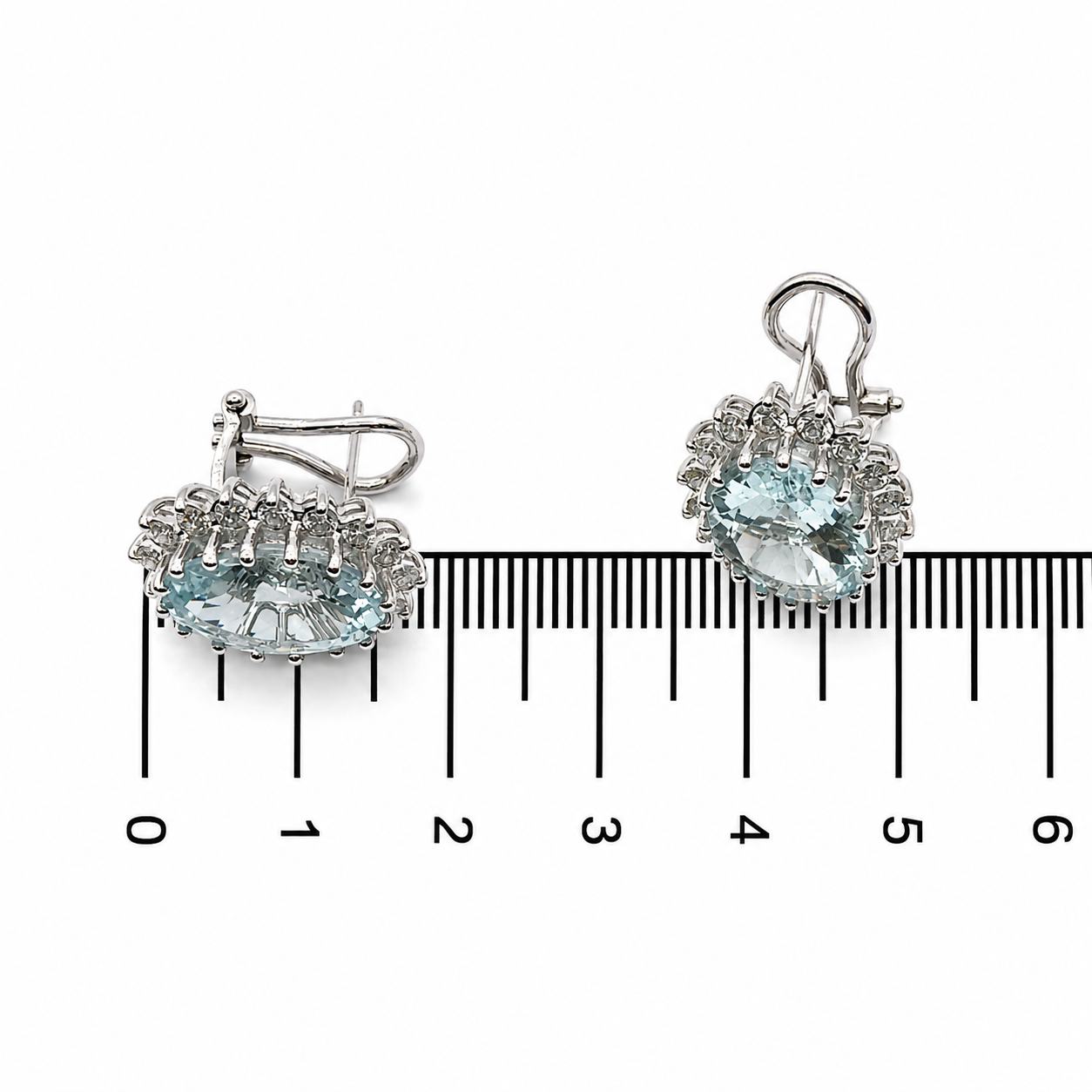 Orecchini - 18 carati Oro bianco - 10.80ct. tw. Acquamarina - Diamante