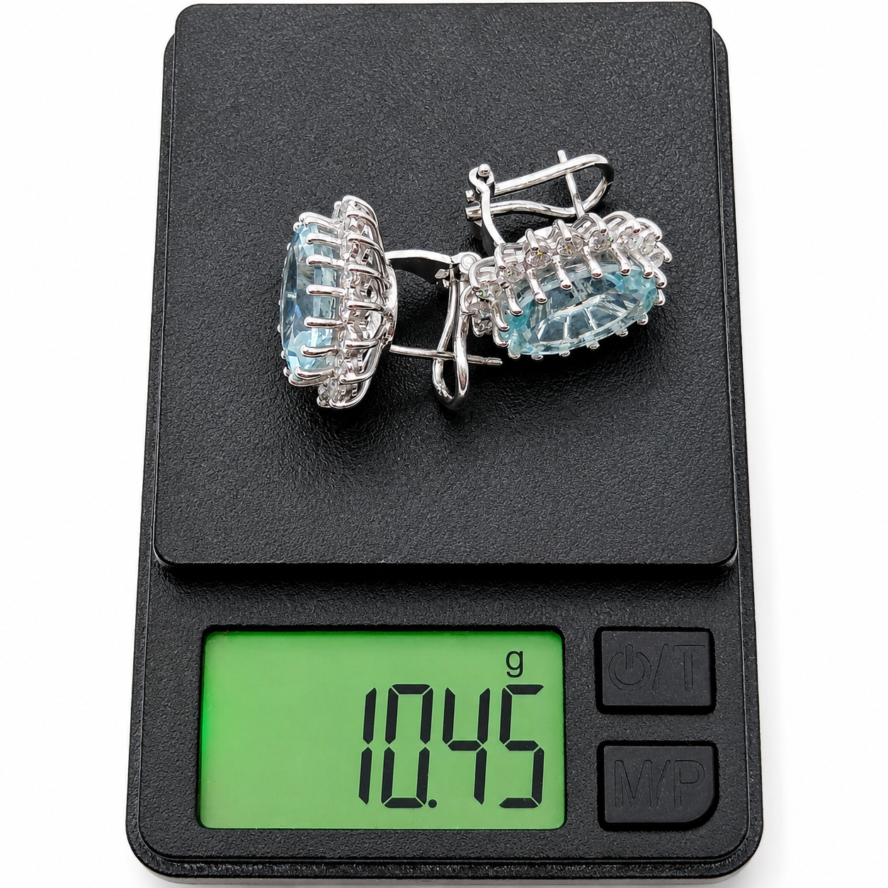 Orecchini - 18 carati Oro bianco - 10.80ct. tw. Acquamarina - Diamante