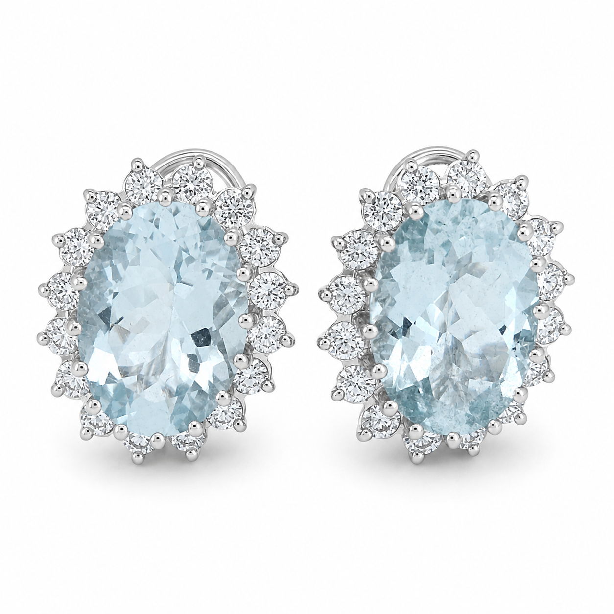 Orecchini - 18 carati Oro bianco - 10.80ct. tw. Acquamarina - Diamante