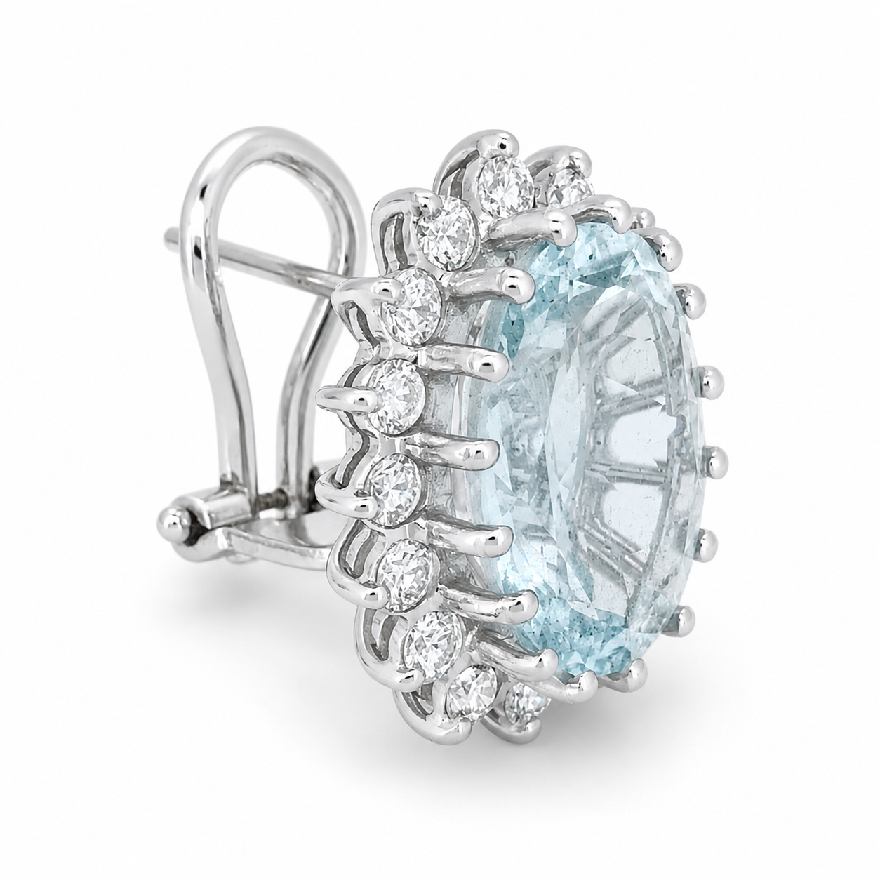 Orecchini - 18 carati Oro bianco - 10.80ct. tw. Acquamarina - Diamante
