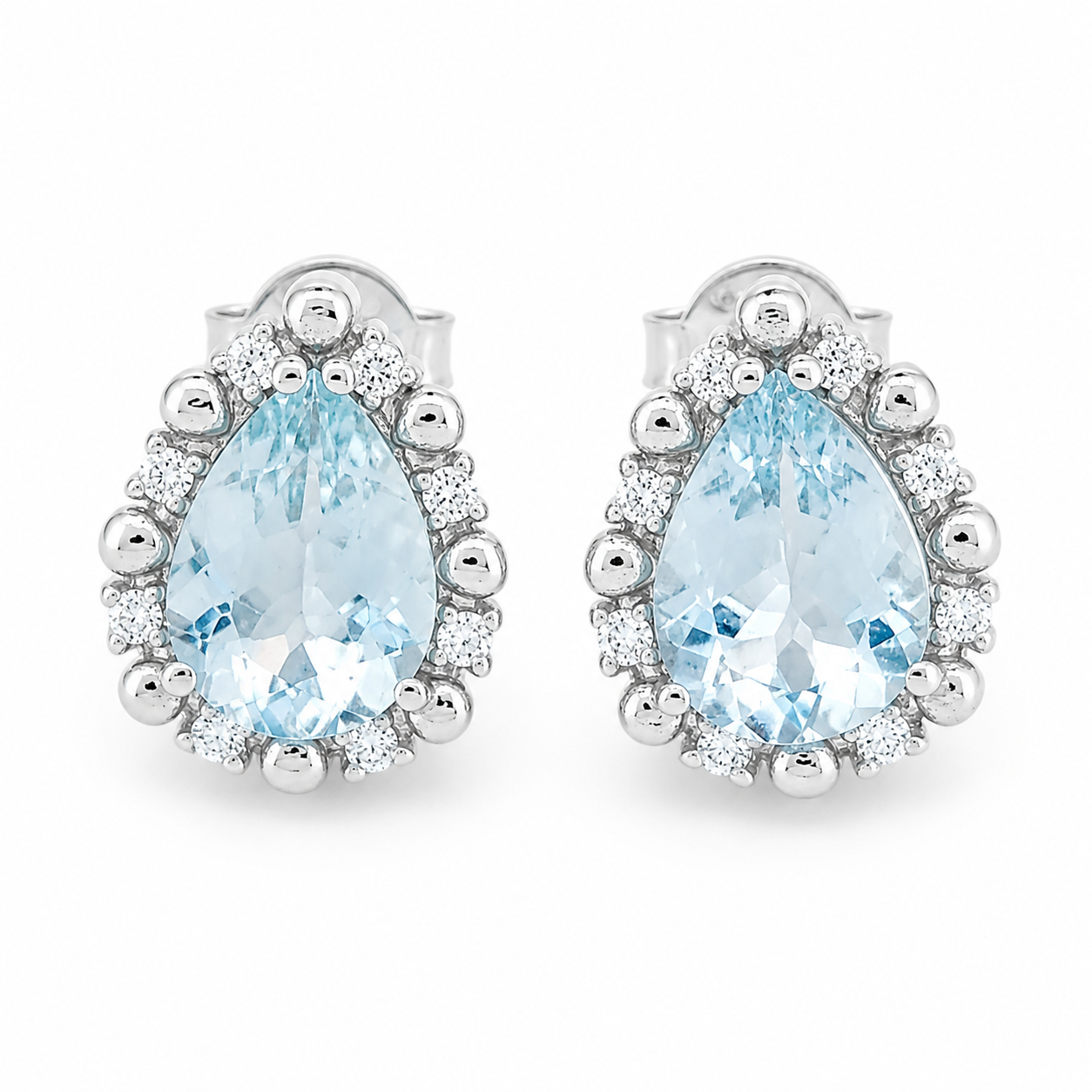 Orecchini - 18 carati Oro bianco - 1.68ct. tw. Acquamarina - Diamante - Made in Italy - HandMade