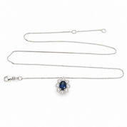 Collana con ciondolo - 18 carati Oro bianco - 1.06ct. tw. Zaffiro - Diamante