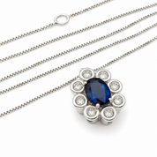 Collana con ciondolo - 18 carati Oro bianco - 1.06ct. tw. Zaffiro - Diamante