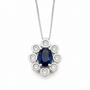 Collana con ciondolo - 18 carati Oro bianco - 1.06ct. tw. Zaffiro - Diamante