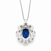Collana con ciondolo - 18 carati Oro bianco - 1.06ct. tw. Zaffiro - Diamante
