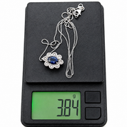 Collana con ciondolo - 18 carati Oro bianco - 1.06ct. tw. Zaffiro - Diamante