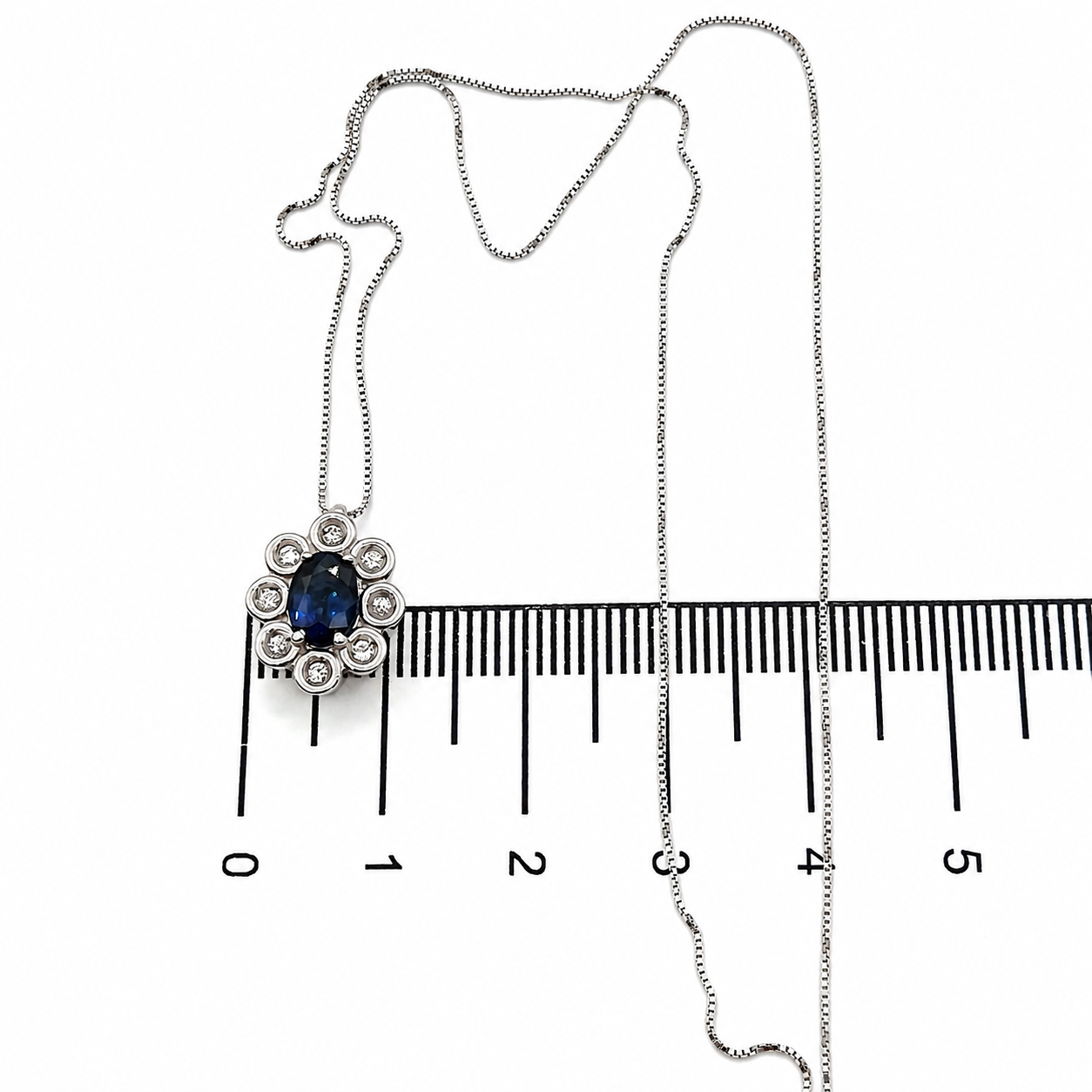 Collana con ciondolo - 18 carati Oro bianco - 1.06ct. tw. Zaffiro - Diamante