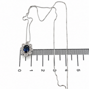 Collana con ciondolo - 18 carati Oro bianco - 1.06ct. tw. Zaffiro - Diamante
