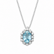 Collana con ciondolo - 18 carati Oro bianco - 0.44ct. tw. Acquamarina - Diamante