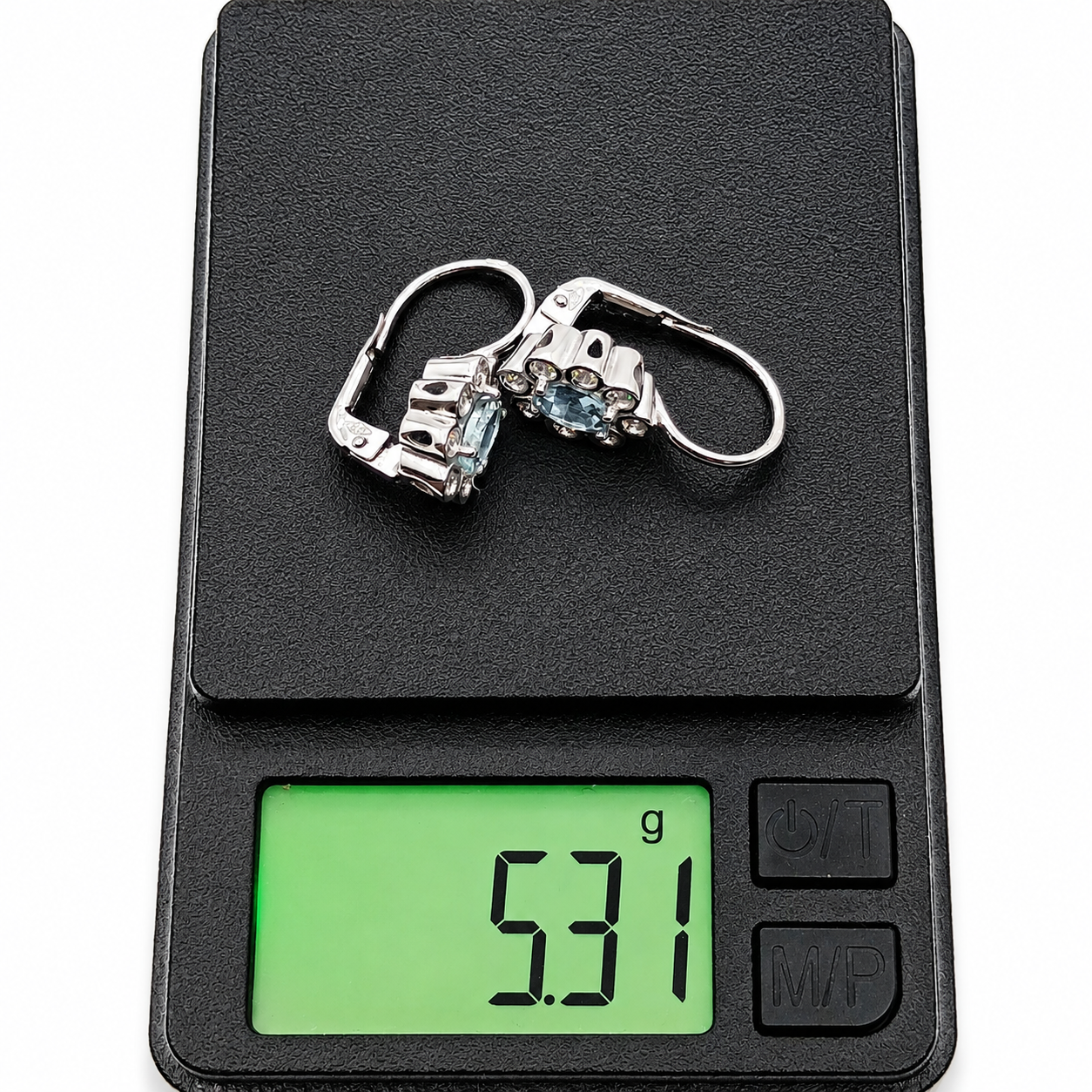 Orecchini - 18 carati Oro bianco - 1.14ct. tw. Acquamarina - Diamante