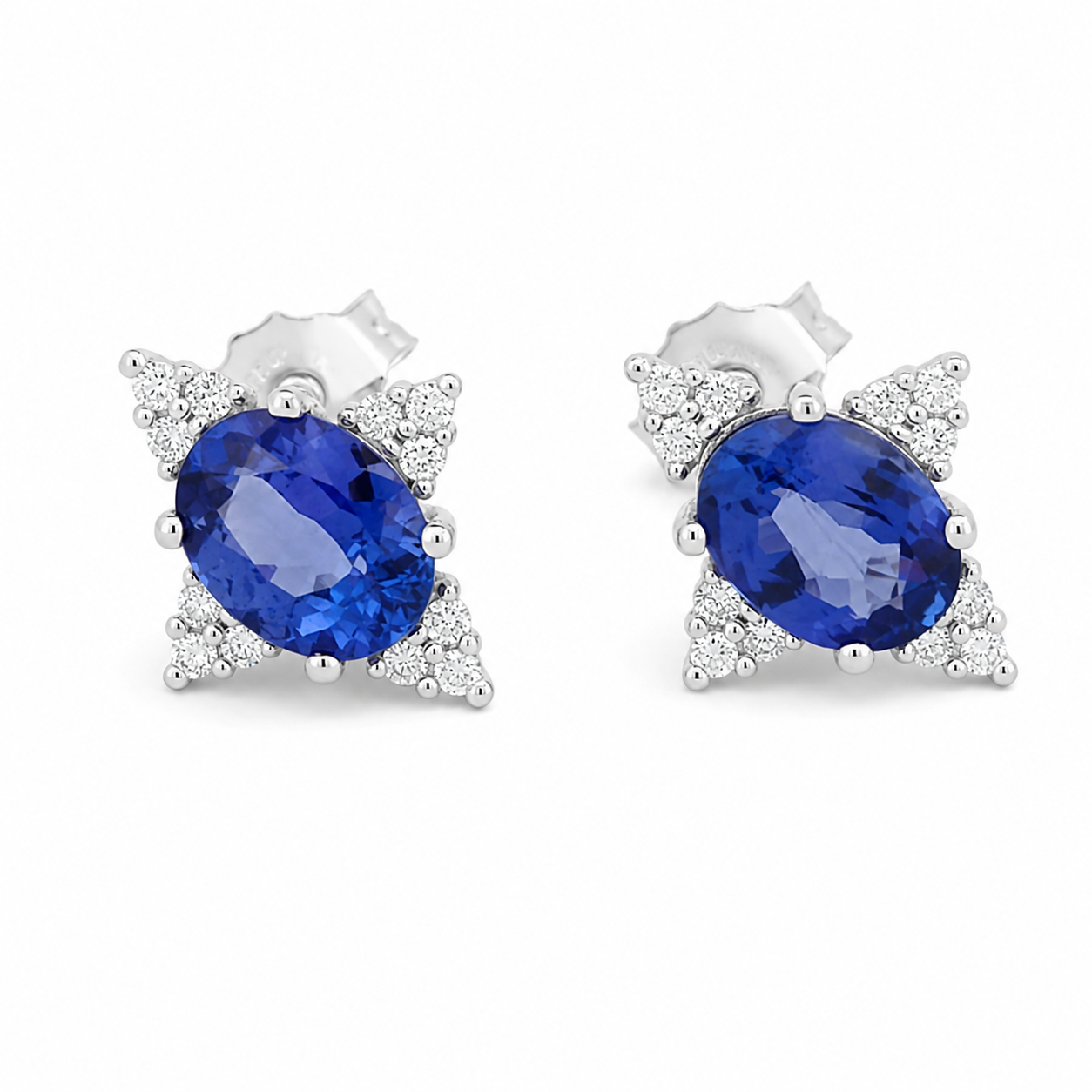 Orecchini - 18 carati Oro bianco - 2.84ct. tw. Tanzanite - Diamante - Made in Italy - Handmade
