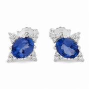 Orecchini - 18 carati Oro bianco - 2.84ct. tw. Tanzanite - Diamante - Made in Italy - Handmade