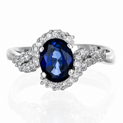Anello - 18 carati Oro bianco- 1.91ct. tw. Zaffiro - Diamante - Made in Italy - Handmade