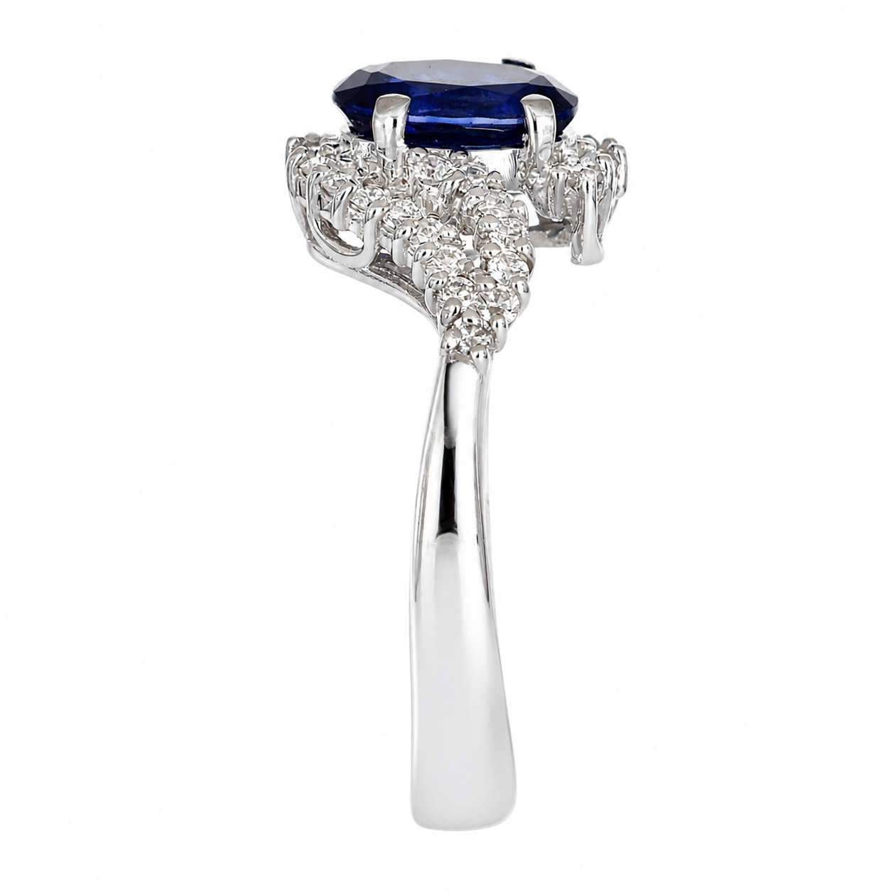 Anello - 18 carati Oro bianco- 1.91ct. tw. Zaffiro - Diamante - Made in Italy - Handmade