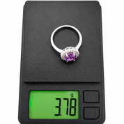 Anello - 18 carati Oro bianco - 2.59ct. tw. Ametista - Diamante - Made in Italy - Handmade