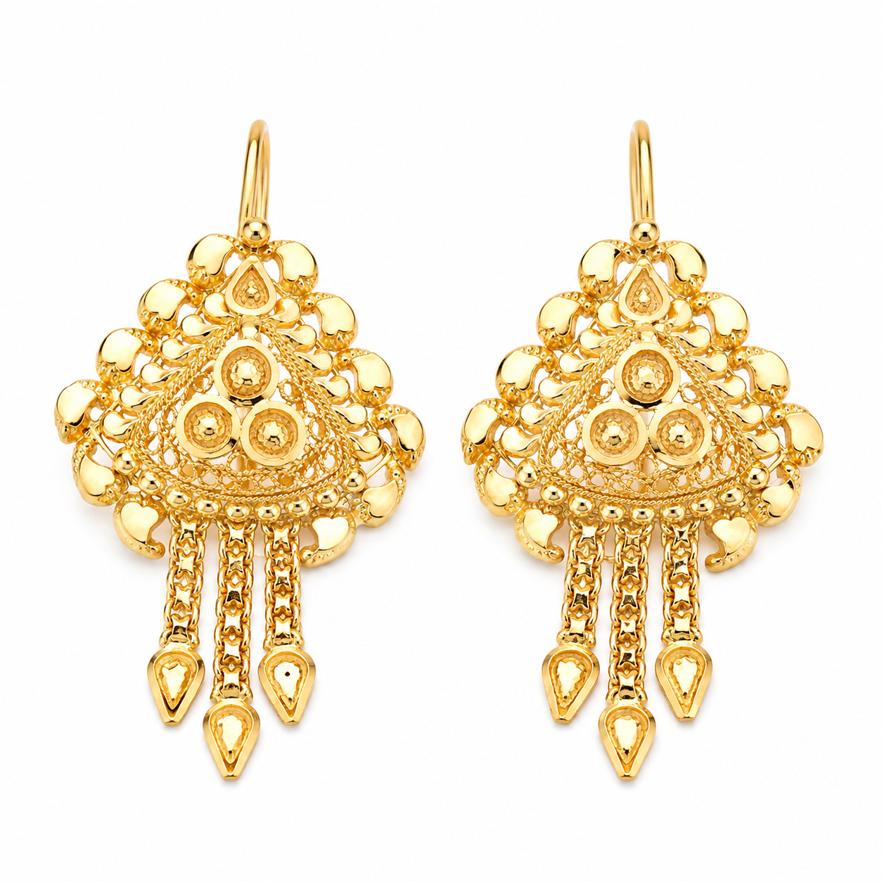 Orecchini - 22 carati Oro giallo - Made in Italy - Handmade