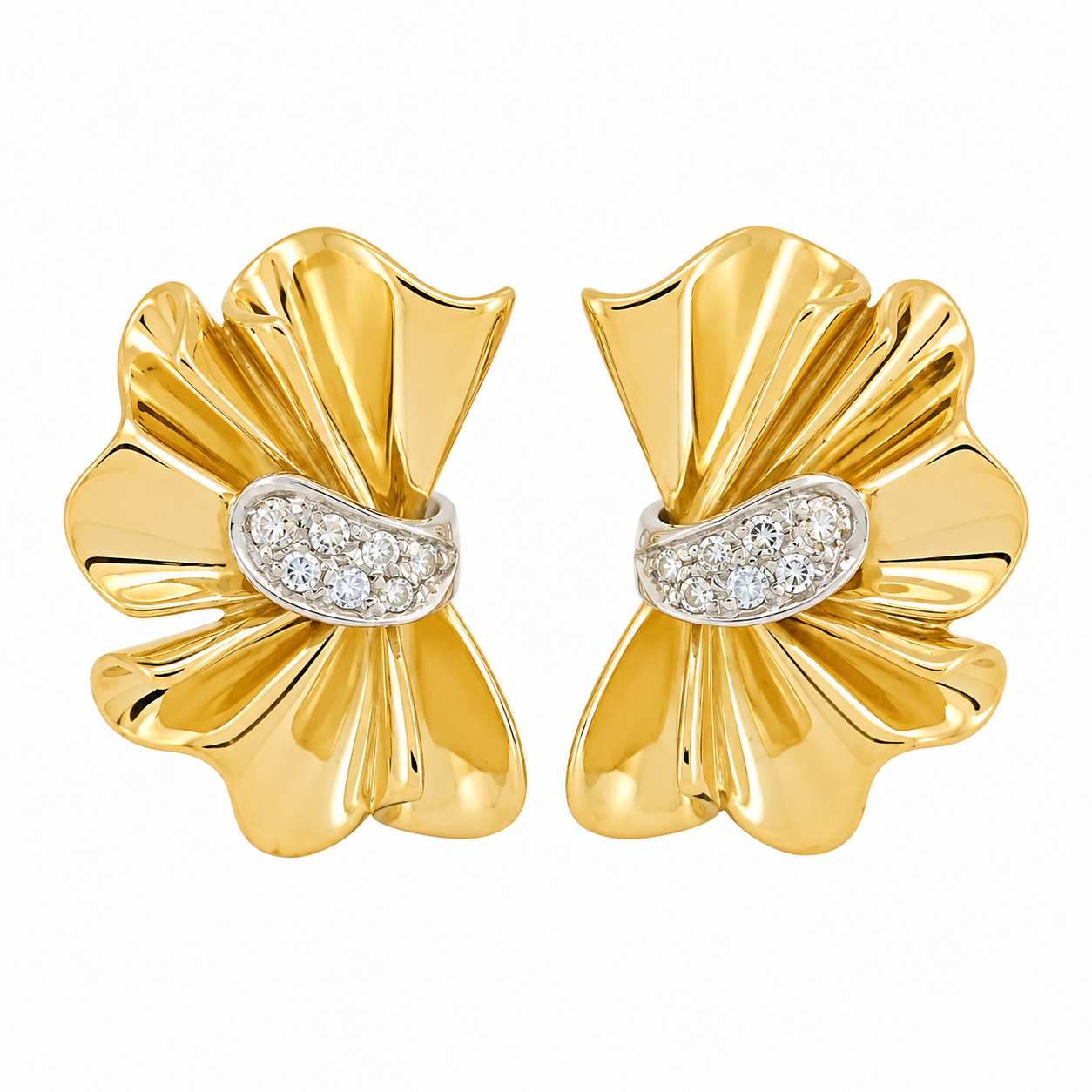 Orecchini - 18 carati Oro bianco, Oro giallo - 0.32ct. tw. Diamante (Naturale) - Made in Italy - Handmade