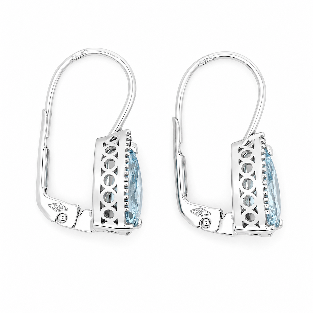 Orecchini - 18 carati Oro bianco - 2.28ct. tw. Acquamarina - Diamante