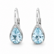 Orecchini - 18 carati Oro bianco - 2.28ct. tw. Acquamarina - Diamante