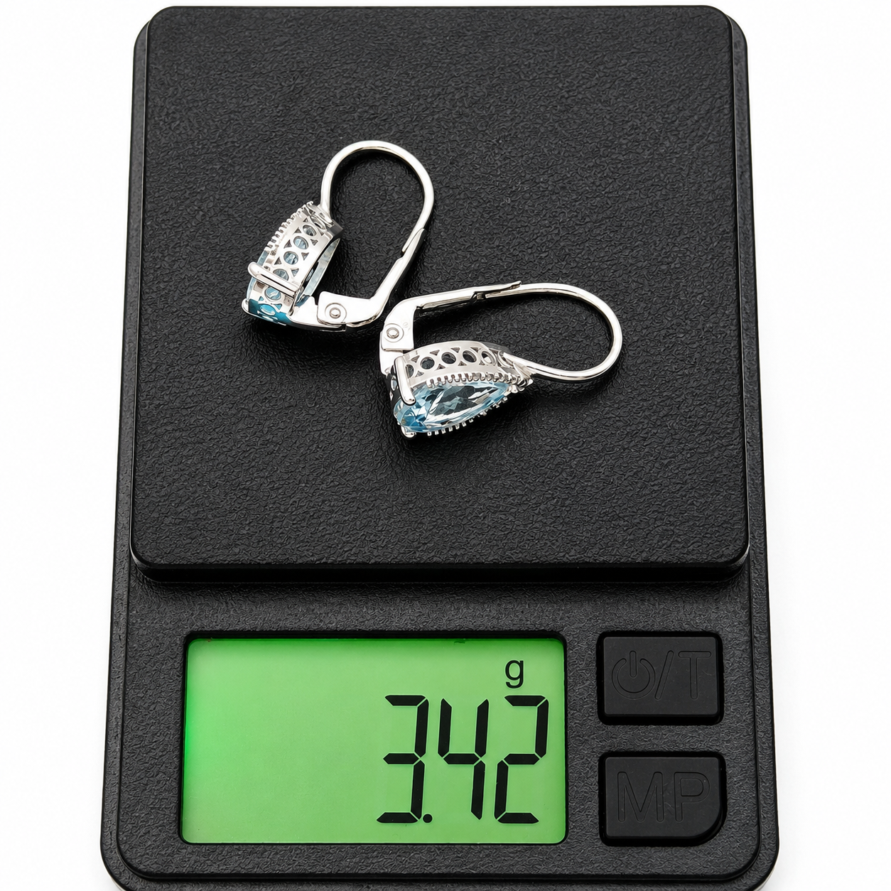 Orecchini - 18 carati Oro bianco - 2.28ct. tw. Acquamarina - Diamante