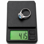 Anello - 18 carati Oro bianco- 1.38ct. tw. Topazio - Diamante - Handmade - Made in Italy