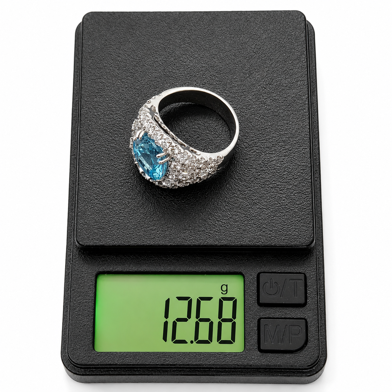 Anello - 18 carati Oro bianco, - 8.32ct. tw. Topazio - Diamante - Made in Italy - Handmade