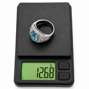 Anello - 18 carati Oro bianco, - 8.32ct. tw. Topazio - Diamante - Made in Italy - Handmade