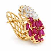 Orecchini - 18 carati Oro giallo, Oro bianco - 3.24ct. tw. Rubino - Diamante - Handmade - Made in Italy