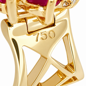 Orecchini - 18 carati Oro giallo, Oro bianco - 3.24ct. tw. Rubino - Diamante - Handmade - Made in Italy