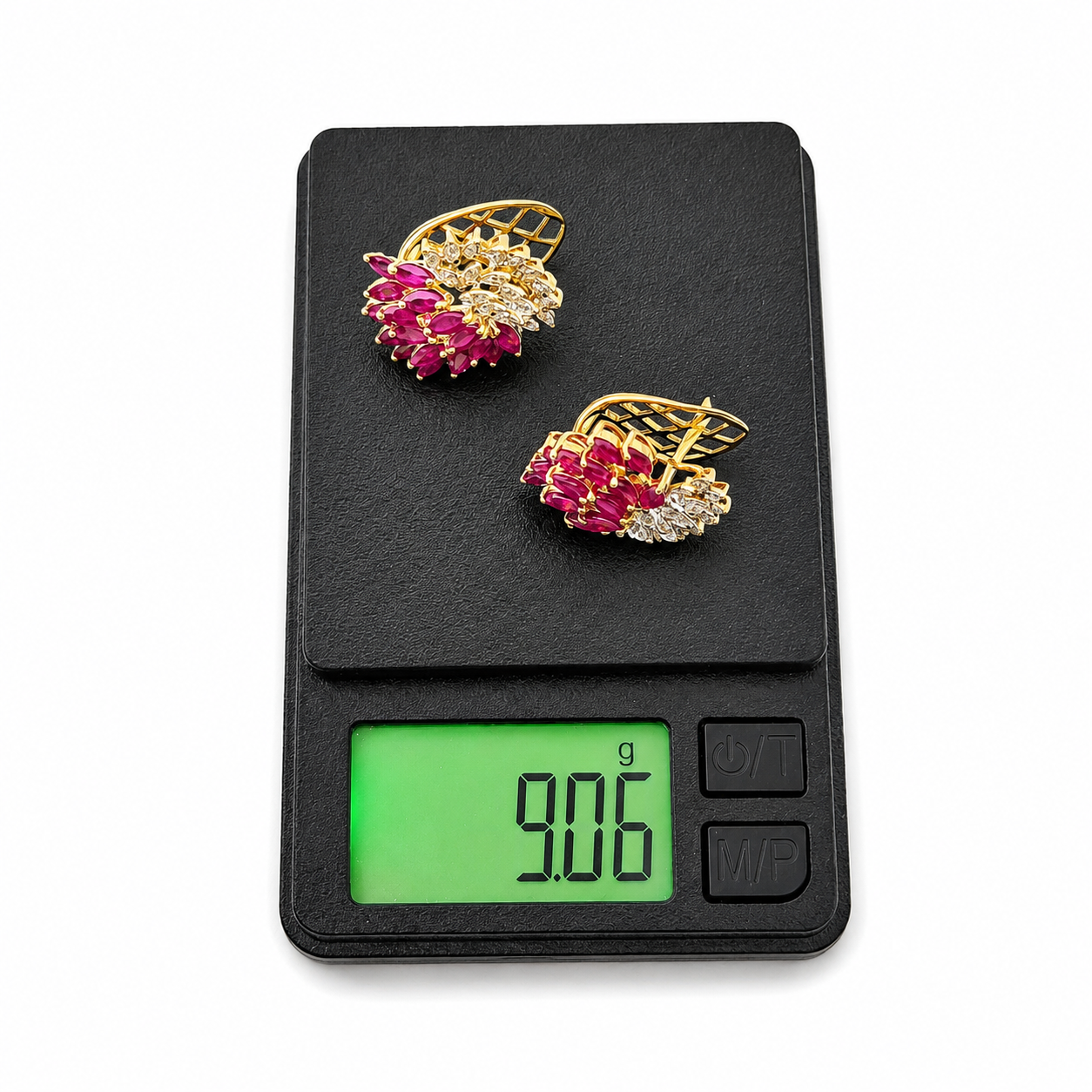 Orecchini - 18 carati Oro giallo, Oro bianco - 3.24ct. tw. Rubino - Diamante - Handmade - Made in Italy