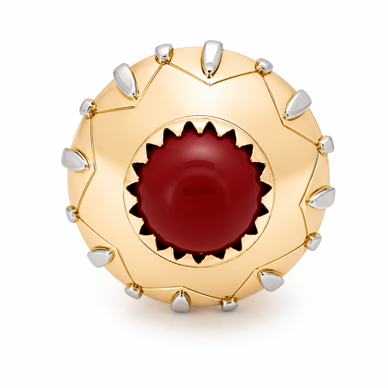 Ciondolo - 14 carati Oro giallo, Oro bianco - Corallo - Made in Italy - Handmade