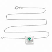 Collana con ciondolo - 18 carati Oro bianco - 0.57ct. tw. Smeraldo - Diamante - Made in Italy - Handmade