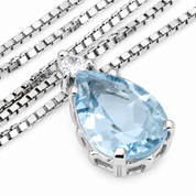 Collana con ciondolo - 18 carati Oro bianco - 1.42ct. tw. Acquamarina - Diamante - Made in Italy - Handmade