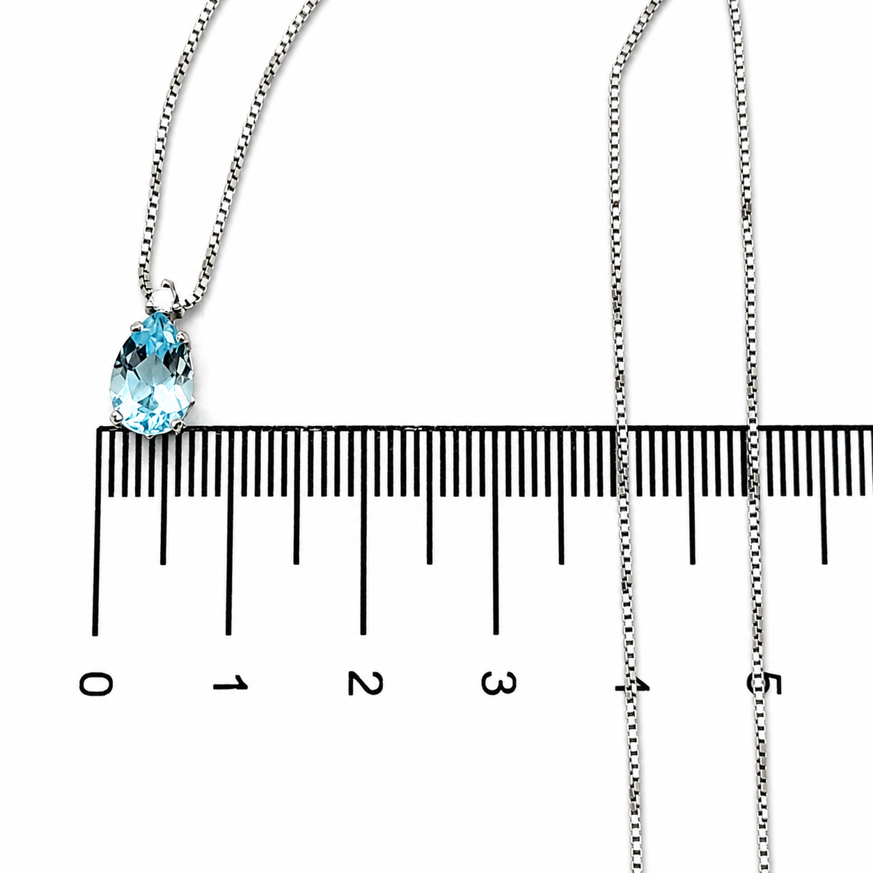 Collana con ciondolo - 18 carati Oro bianco - 1.42ct. tw. Acquamarina - Diamante - Made in Italy - Handmade