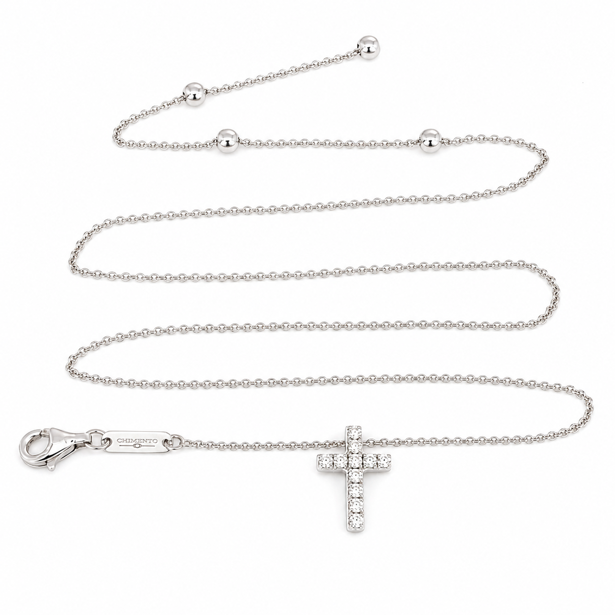 Collana con ciondolo - 18 carati Oro bianco - 0.165ct. tw. Diamante (Naturale) - Made in Italy - Handmade