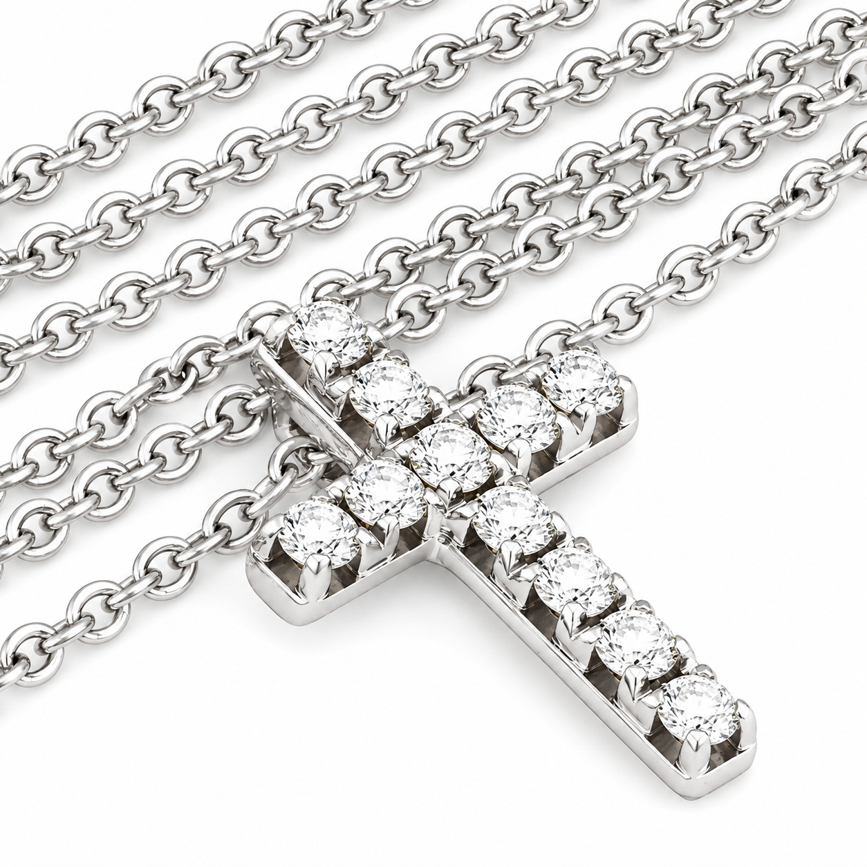 Collana con ciondolo - 18 carati Oro bianco - 0.165ct. tw. Diamante (Naturale) - Made in Italy - Handmade