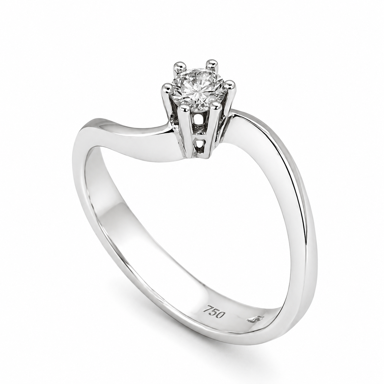 Anello - 18 carati Oro bianco - 0.16ct. tw. Diamante (Naturale)