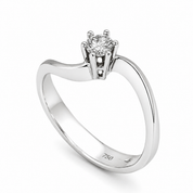Anello - 18 carati Oro bianco - 0.16ct. tw. Diamante (Naturale)