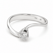 Anello - 18 carati Oro bianco - 0.16ct. tw. Diamante (Naturale)