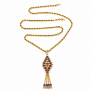 Collana con ciondolo - 18 carati Oro giallo Ametista - Made in Italy - Handmade