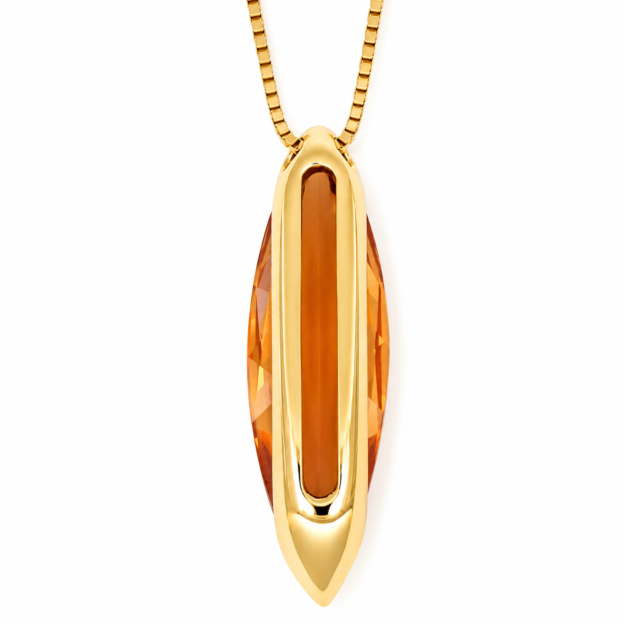 Collana con ciondolo - 18 carati Oro giallo - 7.00ct. tw. Quarzo - Made in Italy - Handmade